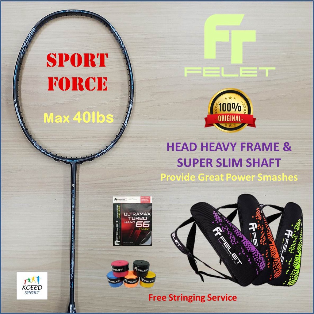 FELET Badminton Racket SPORT FORCE (Head Heavy)(Smashing) Shopee