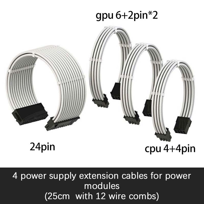 Sleeved Pc Psu Extension Cable Cpu Gpu Sata 1Pcs Atx 24Pin/Eps 4+4Pin