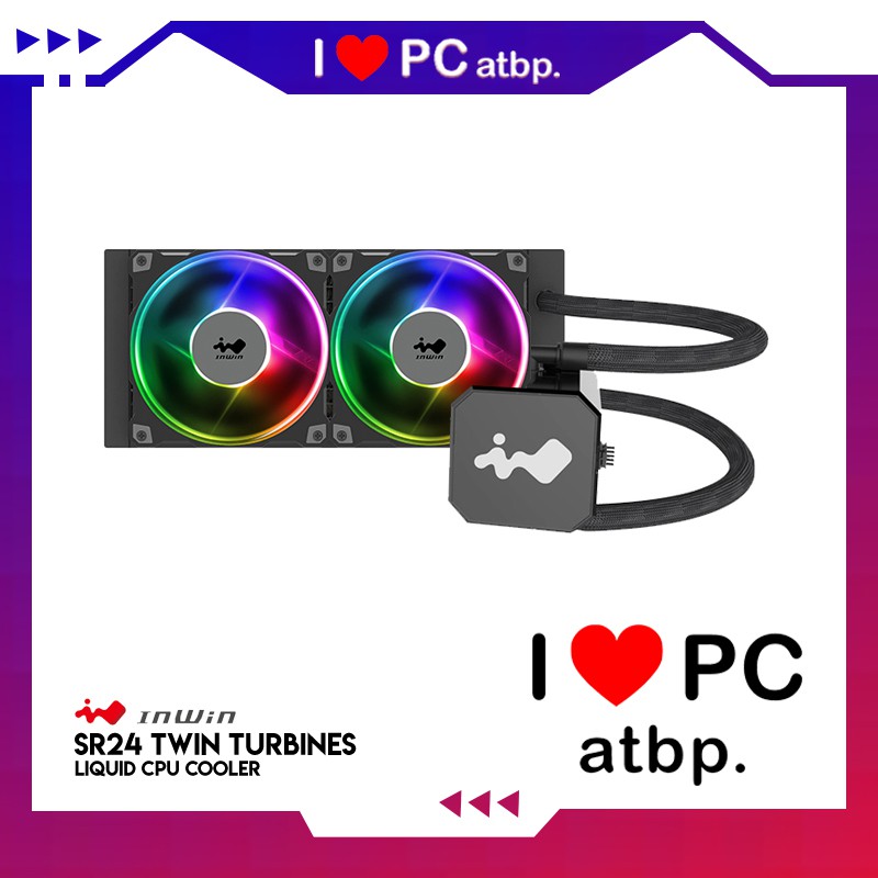 Inwin SR24 Twin Turbines Liquid CPU Cooler (RGB, Dual 120mm Fans, Intel ...