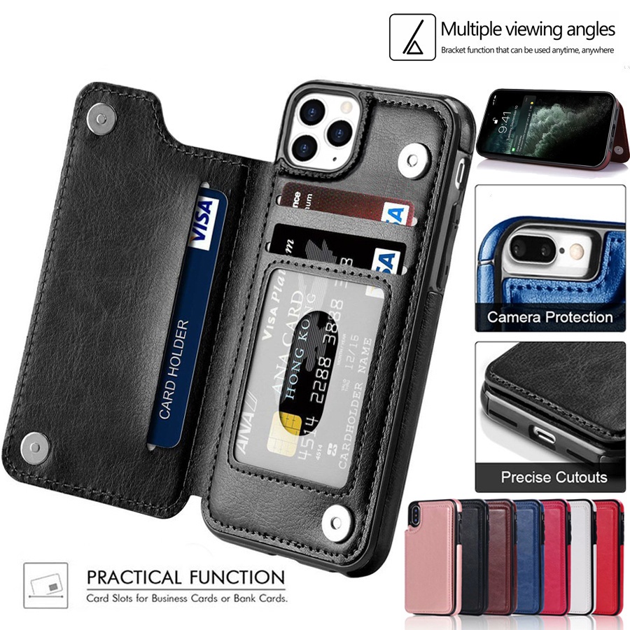 Leather Wallet Case With Magnetic Flip For iPhone 12/12 Pro/12ProMax ...