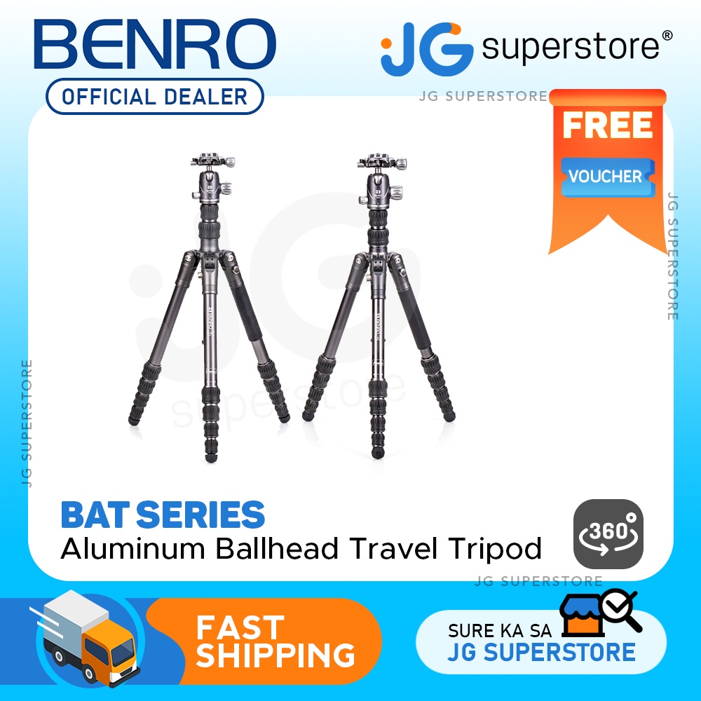 Benro BAT Aluminum Travel Tripod 5Section Stand with Ball Head Dual