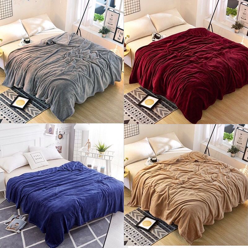 Plain Microfiber Blanket, Micro Plush Fleece Blankets (180cm x 200cm ...