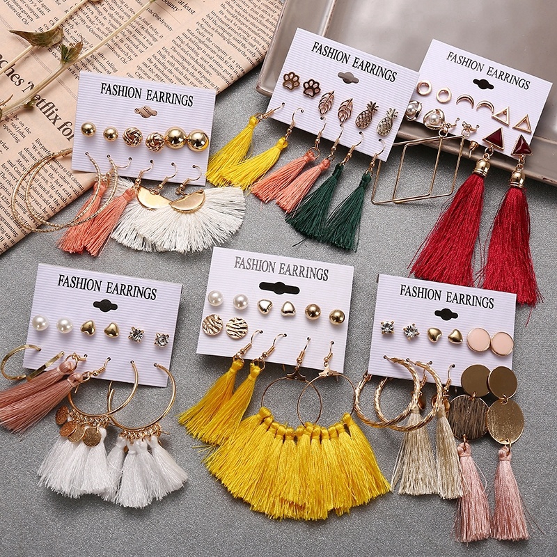 Tassel Gold Bohemian Fashion Style Women Accessories Earring Set Shopee Philippines