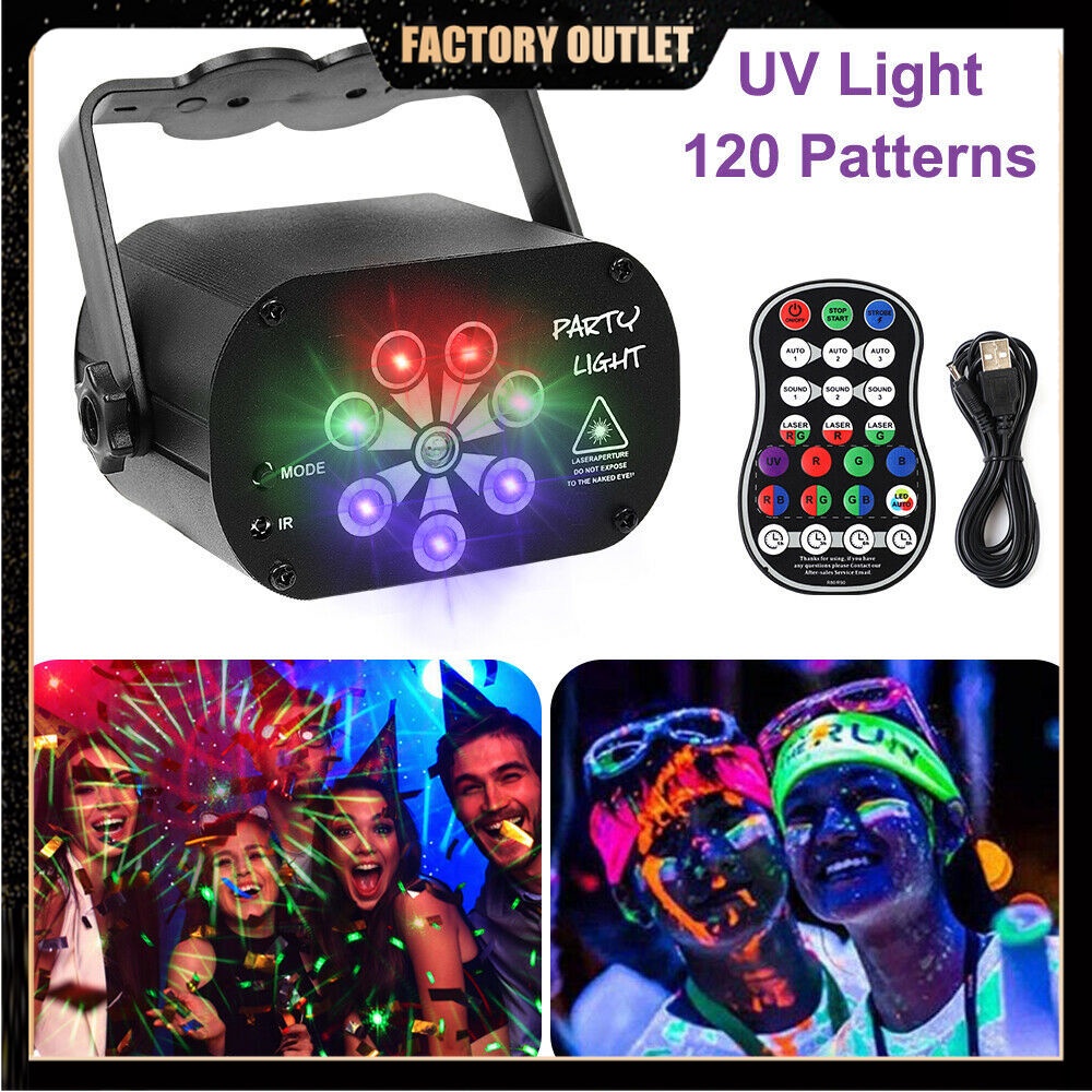 120 Patterns DJ Disco Light Voice Control Led Laser Projector Light ...