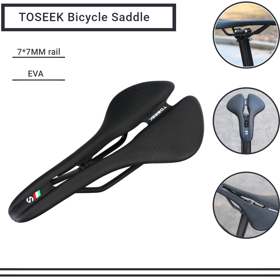 thumbnail image 2 of TOSEEK Full Carbon Fiber MTB Road Bike Saddle – Big Hollow, Lightweight (120g), Black, 7x9mm Rails 2 of 4