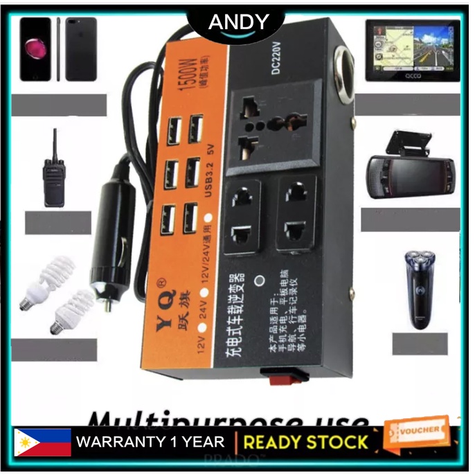 Car Power Inverters Smart Converter DC 12V/24V To 220V USB Charger