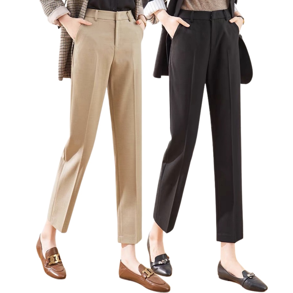 Black Slacks Pants for Women S-XL Officewear Pants Mid Waist