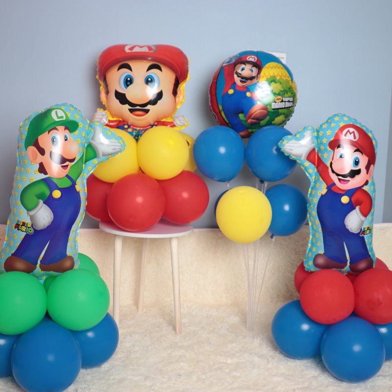 New Super Mario Game Balloon Red Blue Foil Balloon Cartoon Kids Toys ...