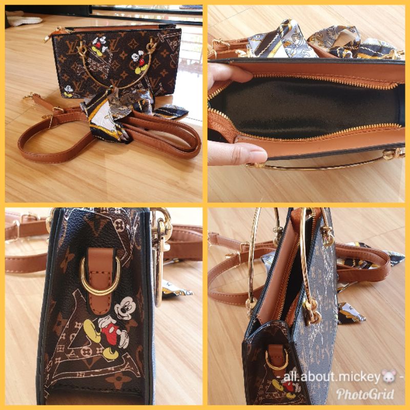 brown mickey mouse inspired Lv sling /mini handbag