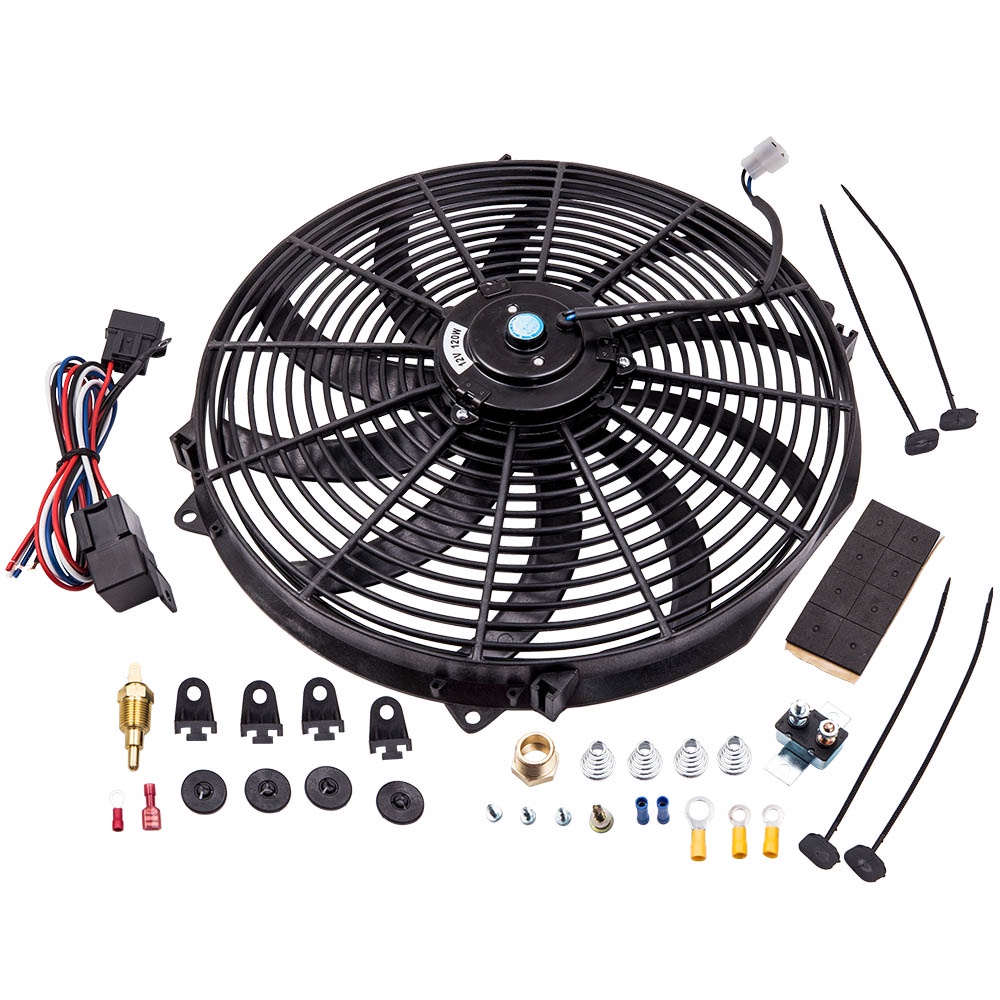 √16" 3000 CFM Black Electric Radiator Fan Thermostat Wiring Switch