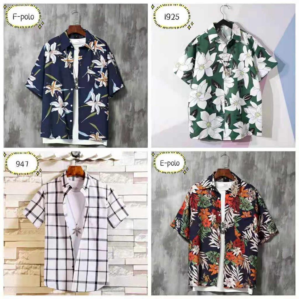 Men Clothes WZS fashion korean floral polo shirt Hawaiian
