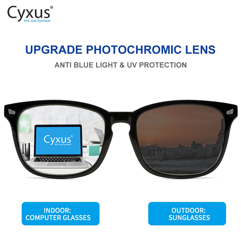 Cyxus Photochromic Sunglasses Summer Blue Light Blocking Glasses for Men  Women Reduce Eye Fatigue Outdoor Anti Glare UV400-8382