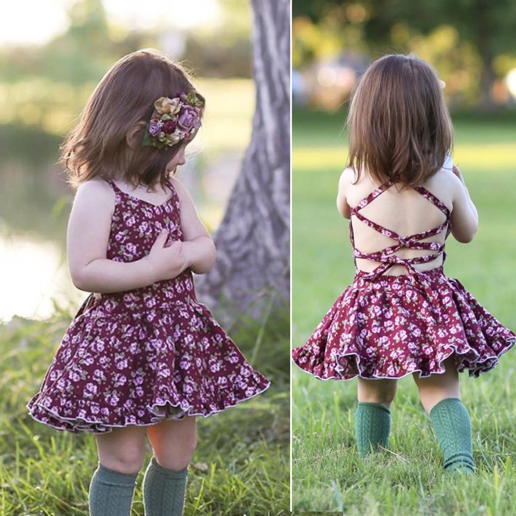 Lovekids 0 2 Years Old Baby Doll Dress Toddler Girls Strapless Sling Princess Party Dresses With Backless Shopee Philippines