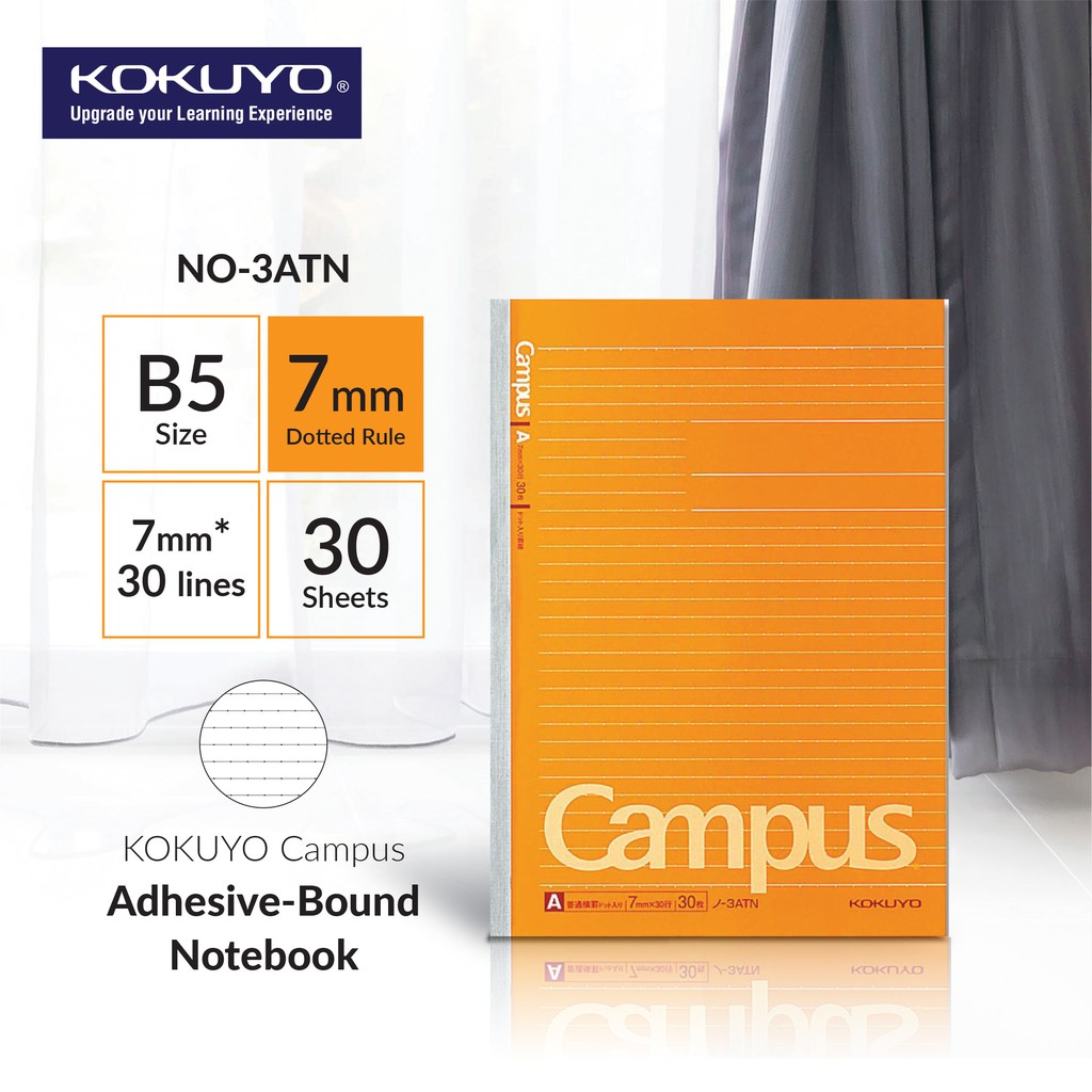 Kokuyo NO-3ATN Campus Notebook B5 -Dotted 7mm Rule 30 lines (30Sheets ...