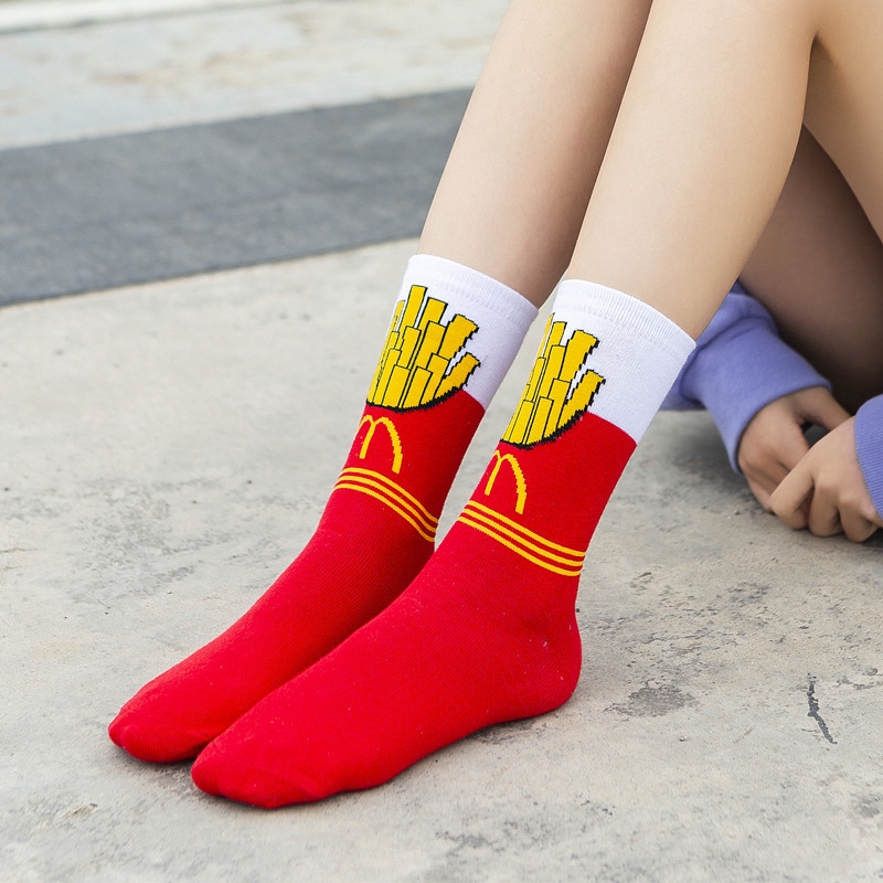 Funny Cartoon Fruits Food Women Socks New Trend Cute Egg Cookie Donut ...