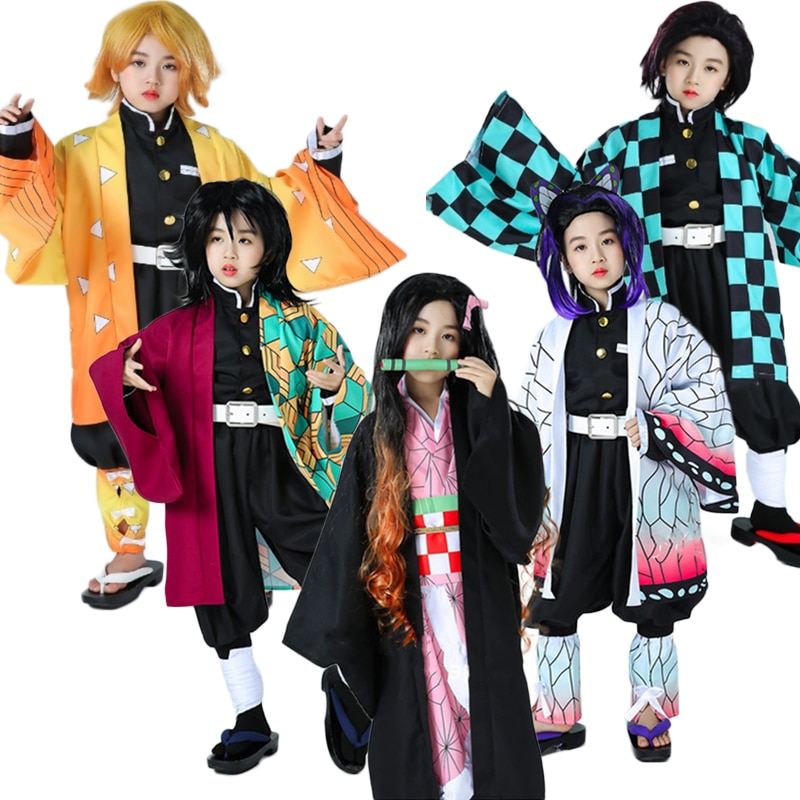 Costume de cosplay de Kochou Shinobu Anime Demon Slayer, haori, manteau, uniformes, perruque, Halloween, fête pour enfants et adultes - Chine Figurine Anime et Anime Kamado Tanjirou Nezuko prix