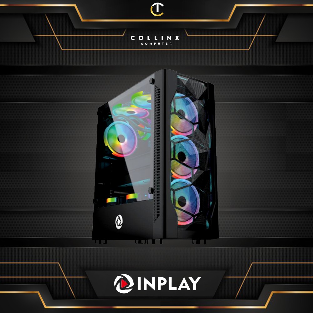 Inplay Meteor 03 White Black Atx Gaming Tempered Glass Pc Case Fans Not ...