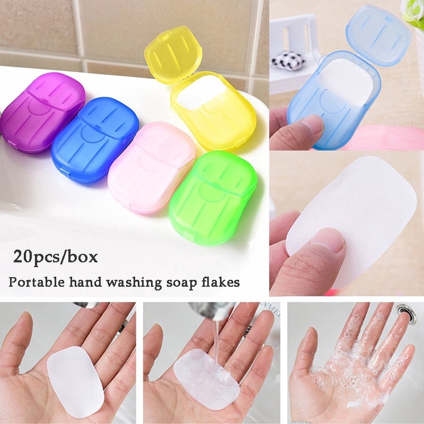 20 Pcs/Box Travel Disposable Soap Tablets Portable Hand Washing Tablets ...