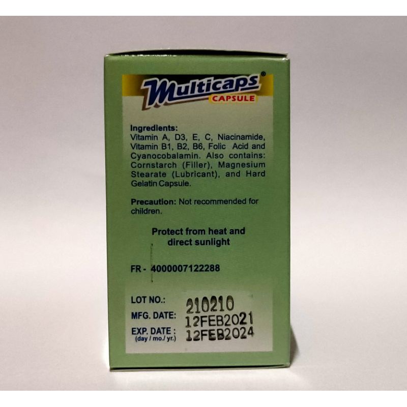 Multicaps Vitamins Food Supplement 100 Capsules | Shopee Philippines