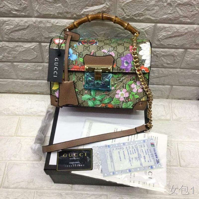 Gucci bamboo floral discount bag