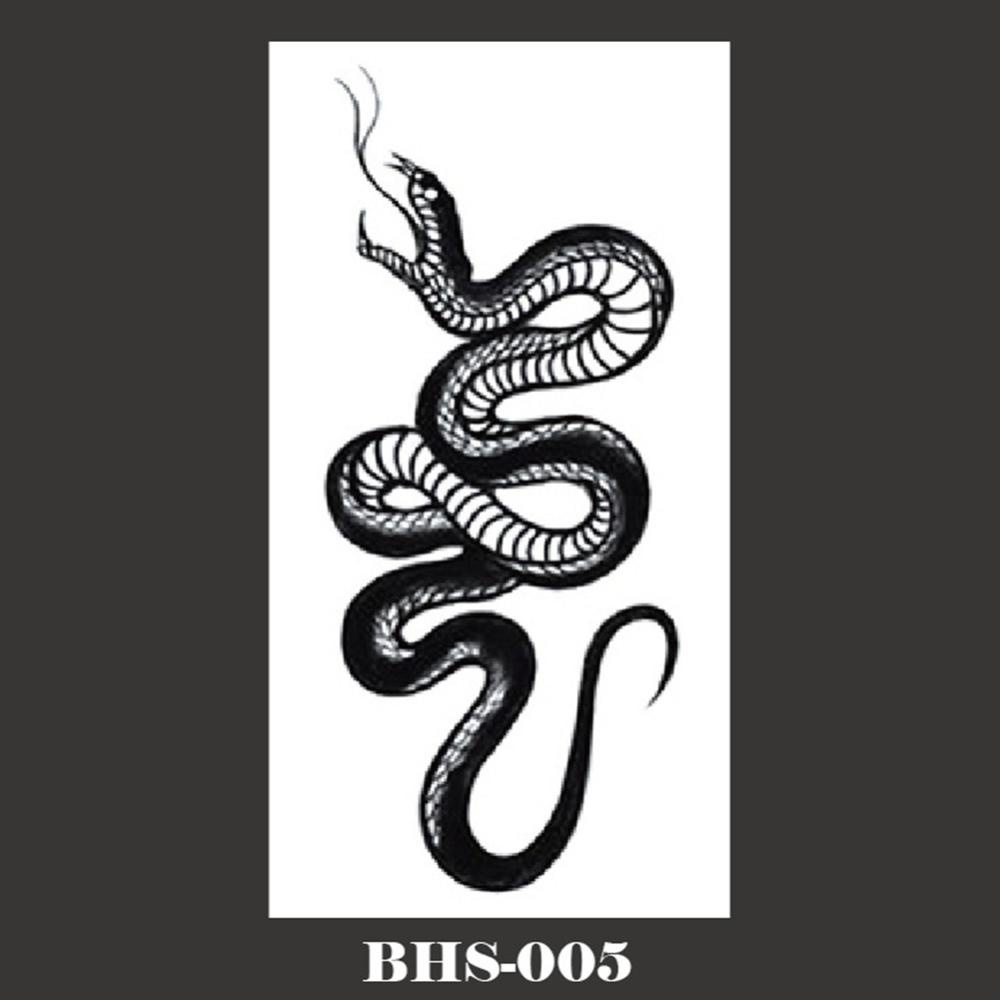 HW Tattoo Stickers Dark Tide Cool Flower Arm Black Mamba Snake Skull ...