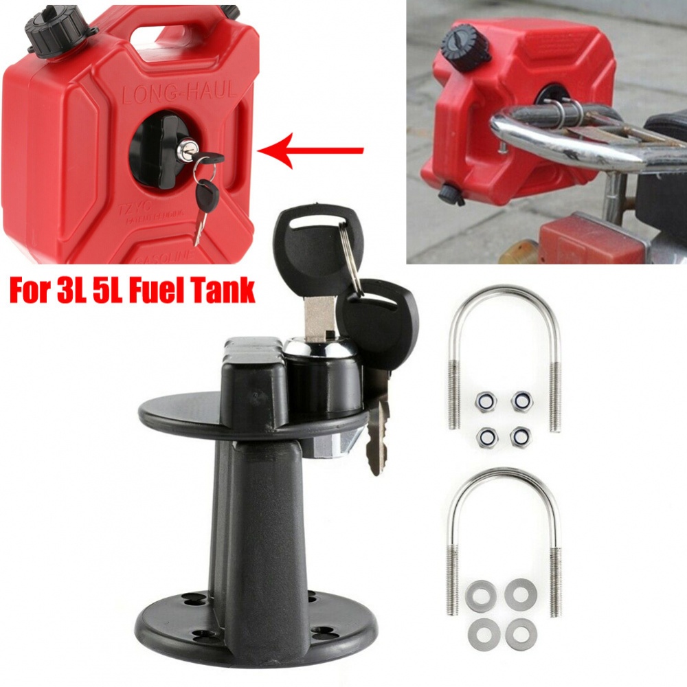 For 3L 5L Fuel Tank Mount Petrol Can Jerry-Cans Key Bracket Holder Lock ...