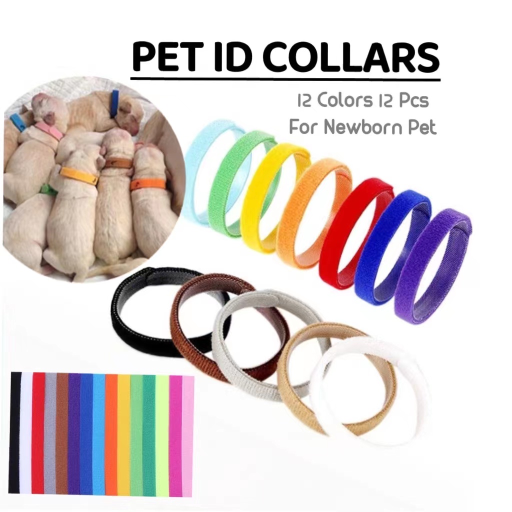 PET&HOME 12pcs Pet ID Collars Puppy Whelping Collar Kitten Adjustable