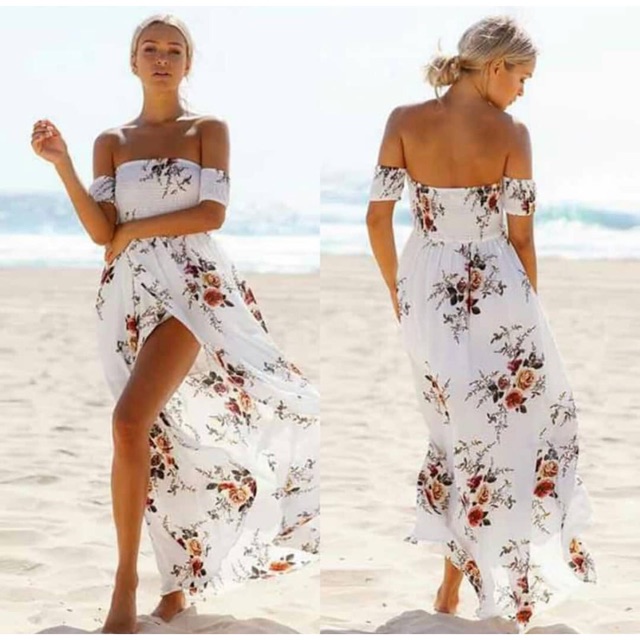 Off shoulder maxi floral clearance dress