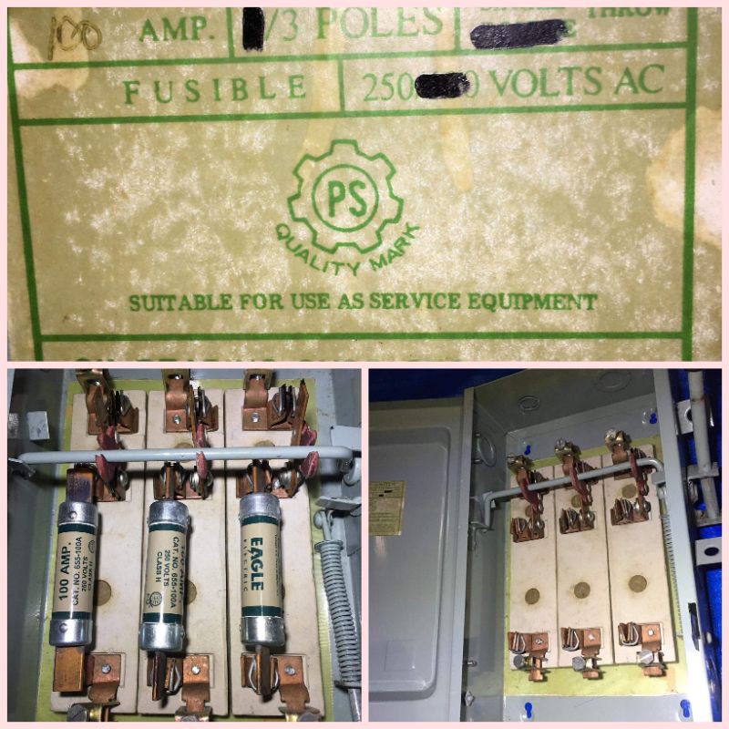 alliedcor fuse box/safety switch 100amps,, single throw & double throw