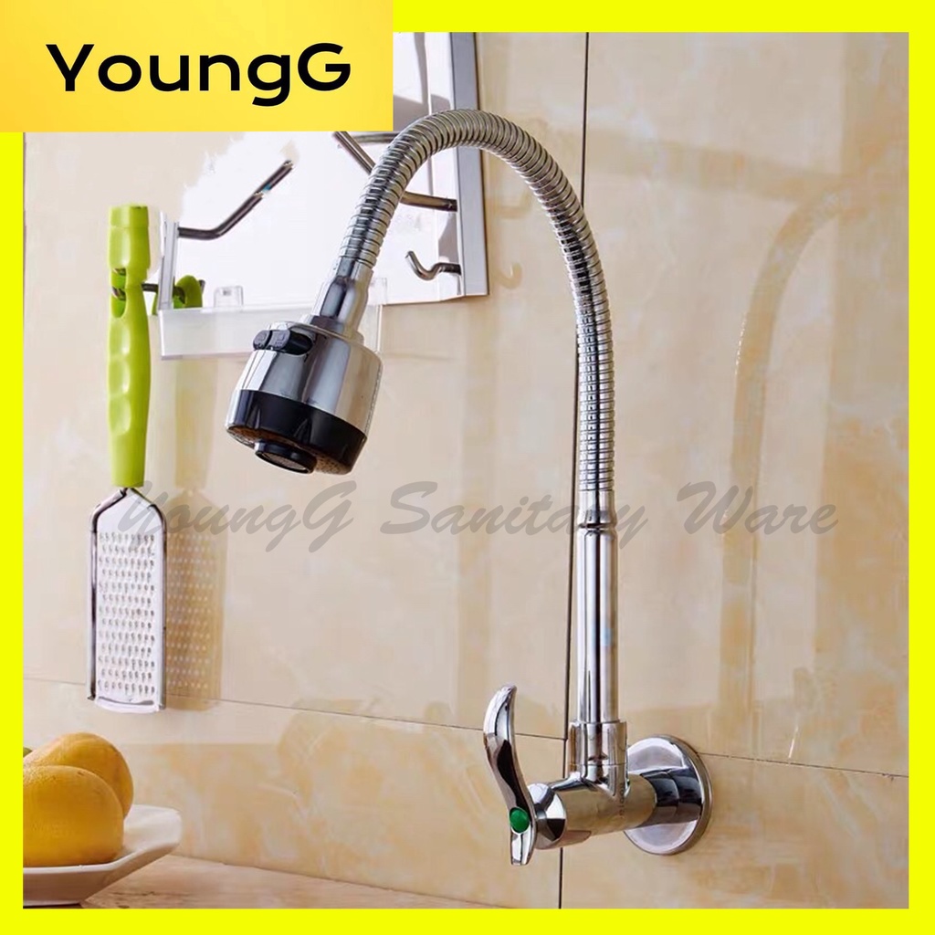 Universal Kitchen Faucet Sink Wall Mounted Faucet Flexible Single Cold