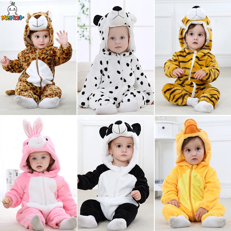 2021 Baby onesies Newborn clothes Flannel animal romper Baby romper Cute pajamas baby animal cosplay one piece Shopee Philippines