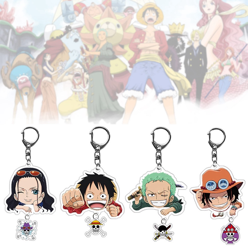 Anime One Piece Luffy Nami Pendant Keychain Acrylic Keyring Fans Double ...