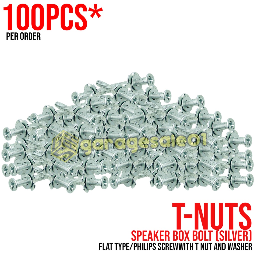 🟨100PCS TNUTS TNuts TNUT Flat Type Speaker Box Bolt w/ T Nut and