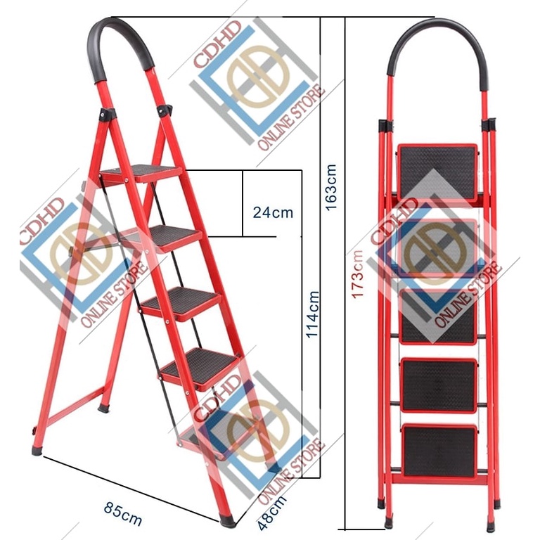 LADDER 5 STEP/ FOLDABLE , A-TYPE (RED) | Shopee Philippines