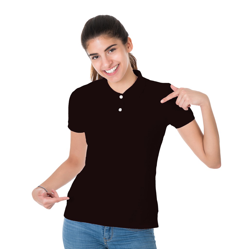 Plain black shop ladies polo shirt