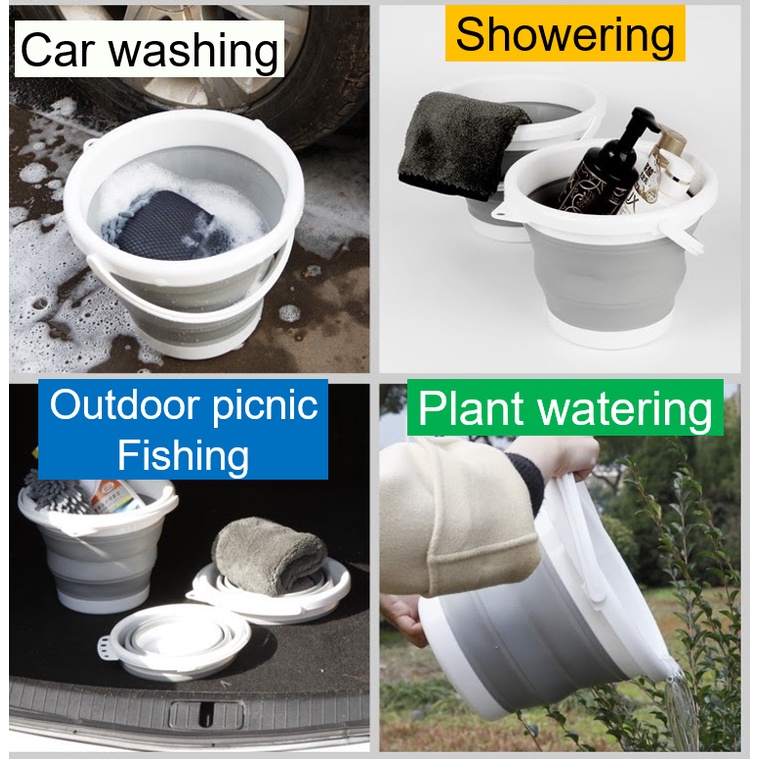 Foldable water bucket Baldi Lipat 折叠水桶 collapsible water pail Portable ...