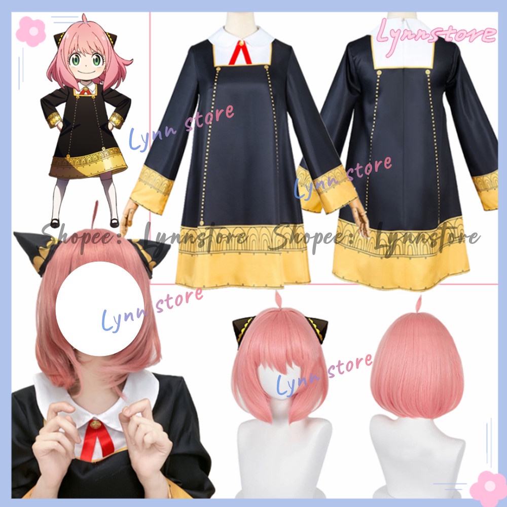 Anime Cosplay Anya Forger Pink Wig Spyxfamily Cosplay Spy Costume Dress ...