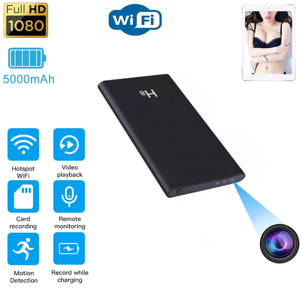 5000mAh Portable Power Bank WiFi Camera 6 Hours Video and Audio