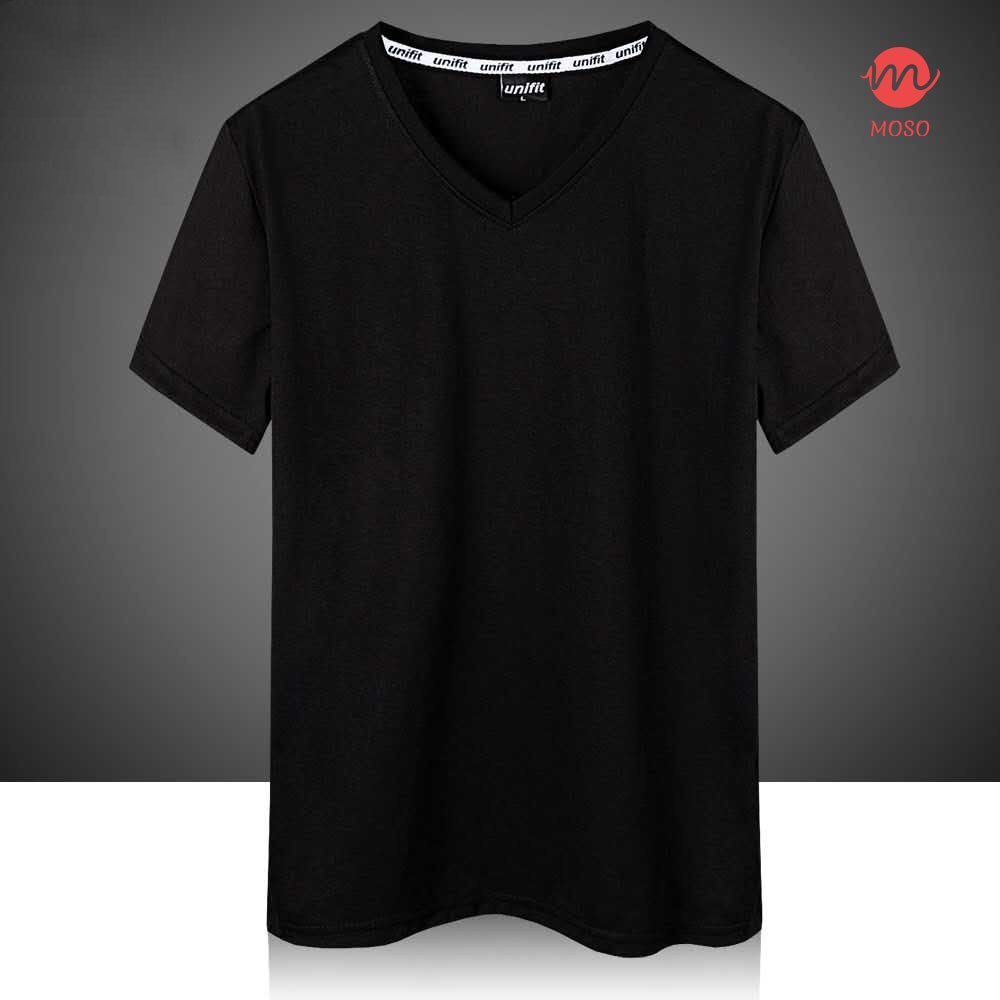MOSO UNIFIT Plain V-Neck Basic T-Shirt Unisex Cotton Casual Vneck T ...