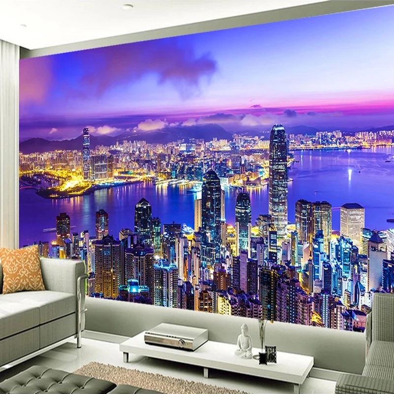 City Night View 3D Photo Picture Wallpaper Custom Wall Murals Modern ...