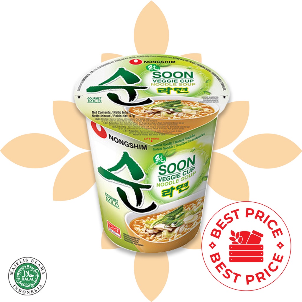 Nong Shim Soon Veggie Ramyun – 5x Vegetarische Instant-Nudelsuppen, Scharf & Lecker