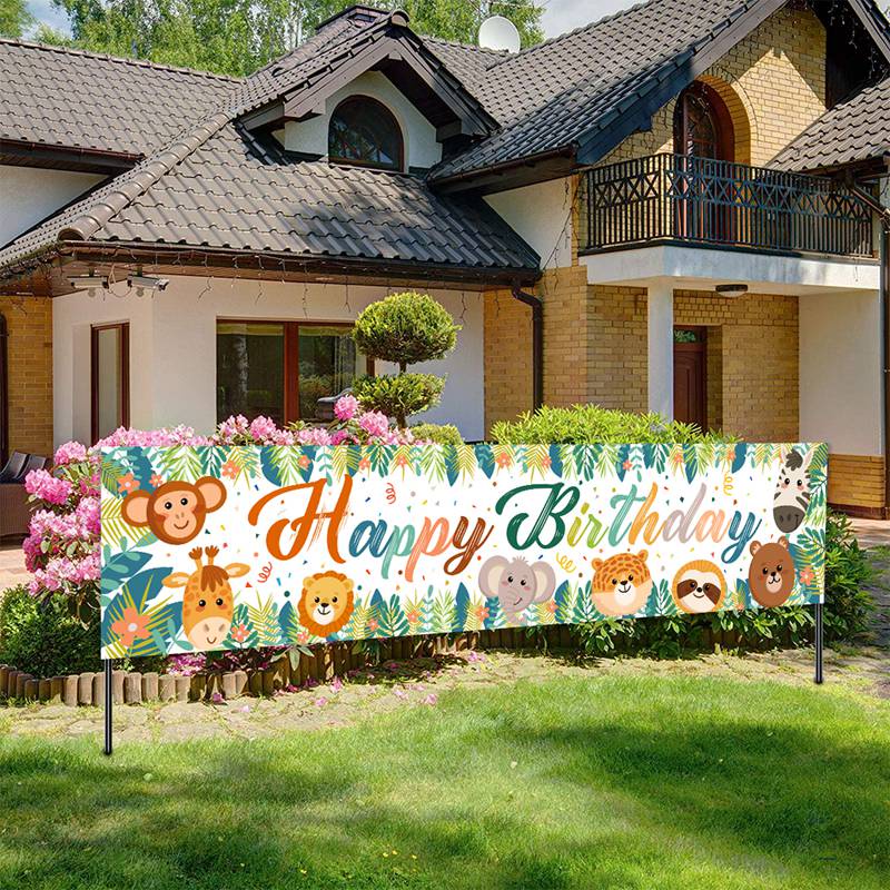Jungle Animal Theme Banana Leaf Birthday Arch Backdrop Kit