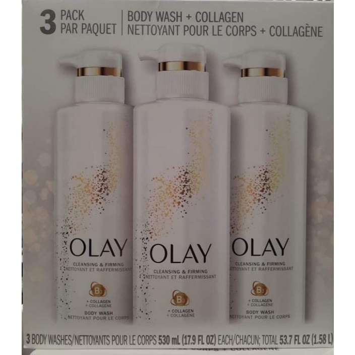 Olay Cleansing and Firming Body Wash + Collagen 530 ml x 3 pcs per pack