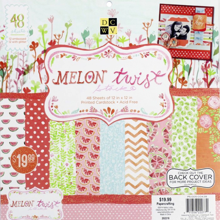 DCWV 12x12 Paper Stack The Melon Twist ( FREE 1 PC 1X12 DIECUT PAPER