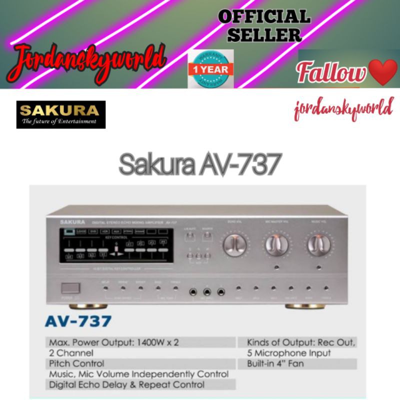 SAKURA AV-737 KARAOKE MIXING AMPLIFIER 1400Wx2 | Shopee Philippines