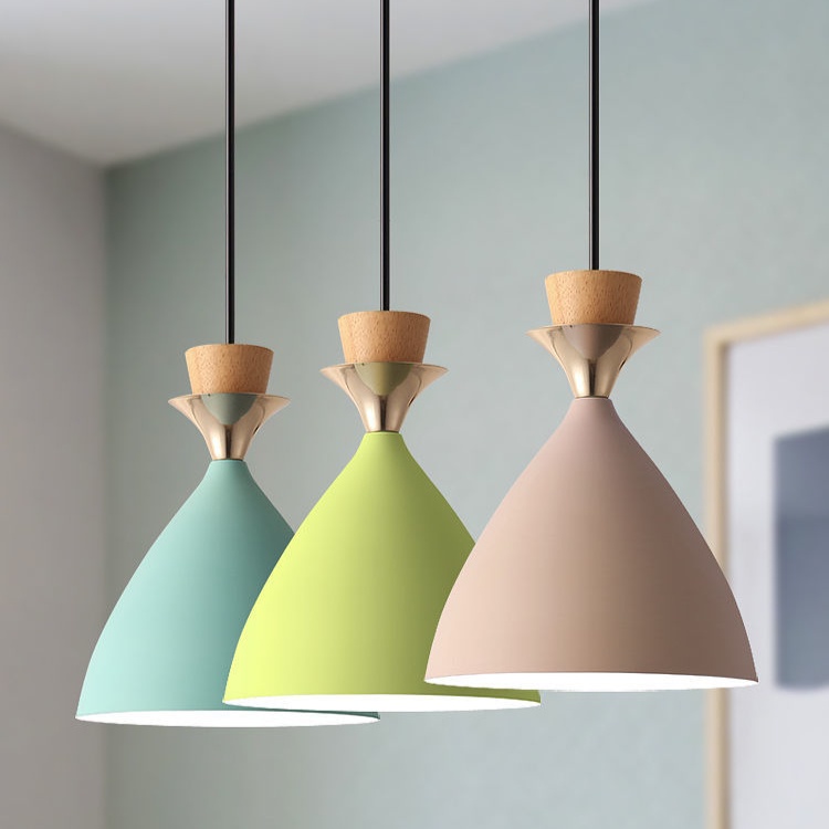 Nordic Macaron Minimalist Pendant Light – Wrought Iron & Metal Ceiling Droplight For Dining Room, Bedroom, Or Bathroom