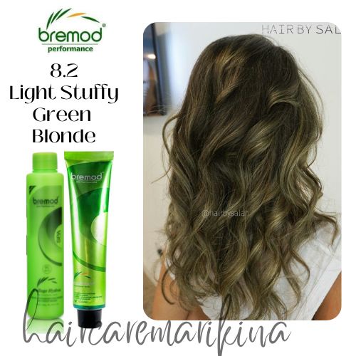 8.2 LIGHT STUFFY GREEN BLONDE Bremod Hair Color - With Oxidizer