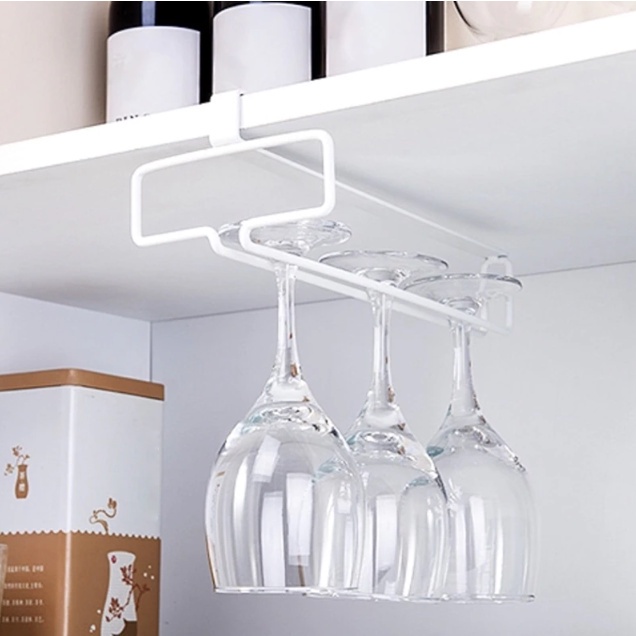 Hanging Iron Wine Glass Gablet Inverted Holder Wall Mount Storage Shelf ...