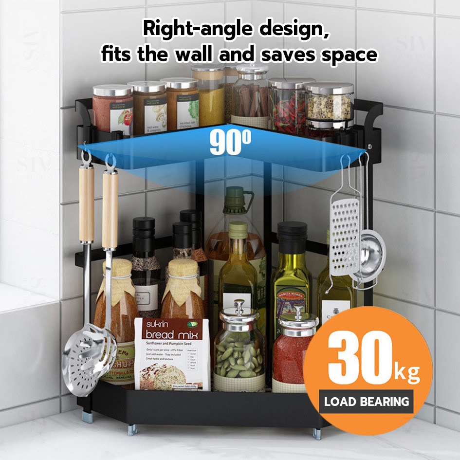 2/3 Tier Corner Spice Rack Condiments Seasoing Rack Organizer For Kitchen Countertop