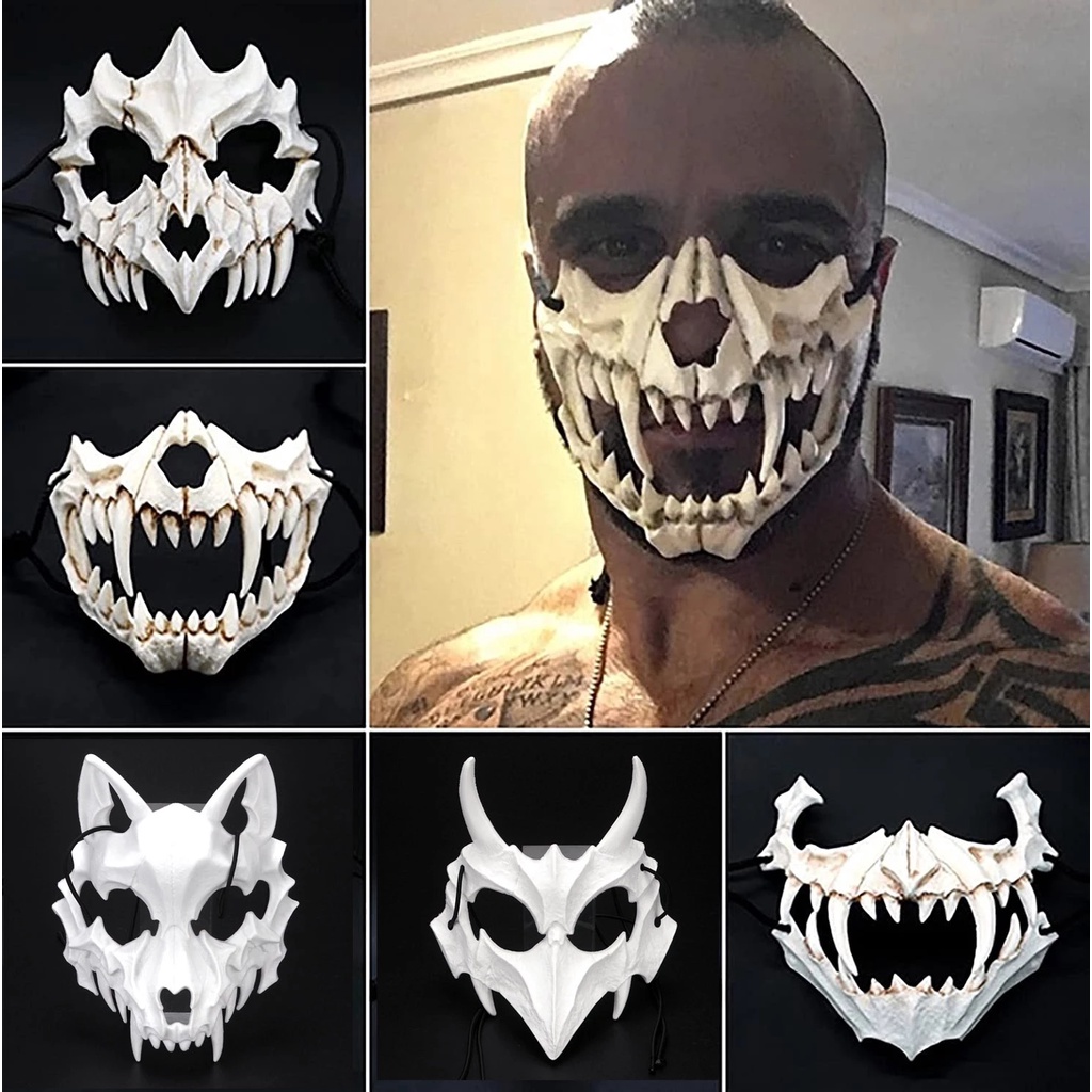 Anime Dragon God Skeleton Half Face Mask Cosplay Animal Skeleton Mask  Unisex Halloween Carnival Party Prop Dance Prom Protection | Shopee  Philippines